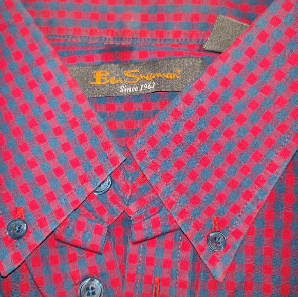 Ben Sherman Short Sleeve Button Down Gingham Shirt - Picture 3 of 12